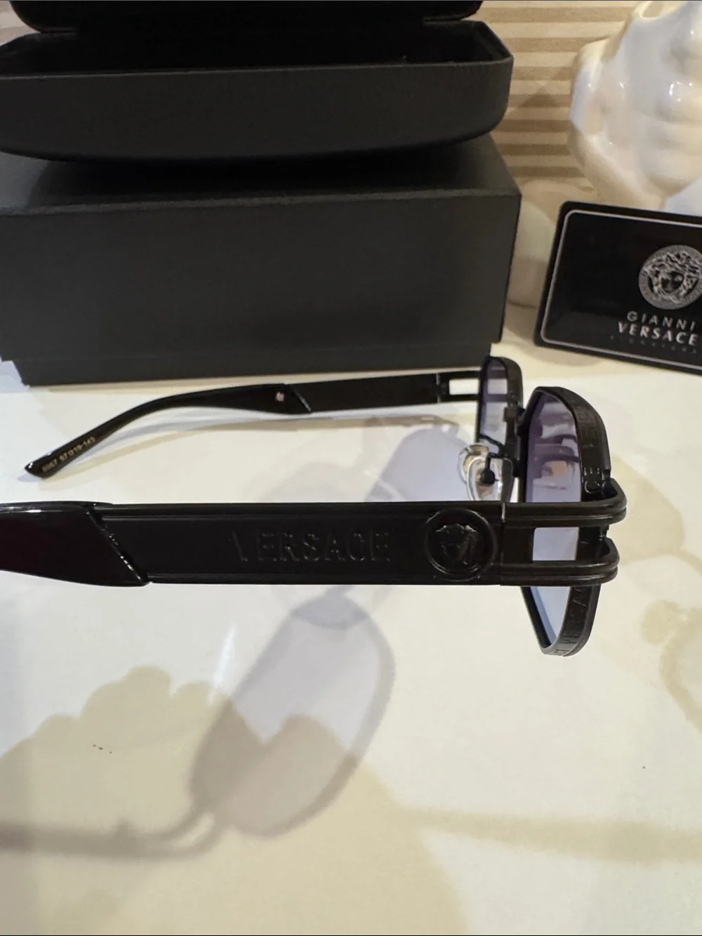 Versace Black Frame Sunglasses with Purple Gradient Lenses